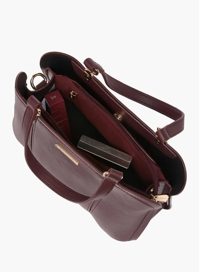 Flora Bella By Shoexpress Women Solid Tote Bag with Detachable Strap and Zip Closure