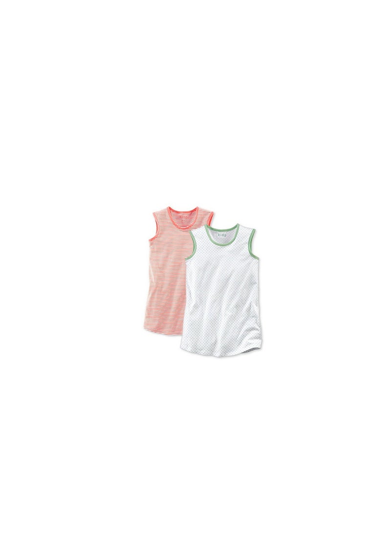Tchibo - Girls Kids, Longshirt, Set of 2, White and Coral Print - Image 1