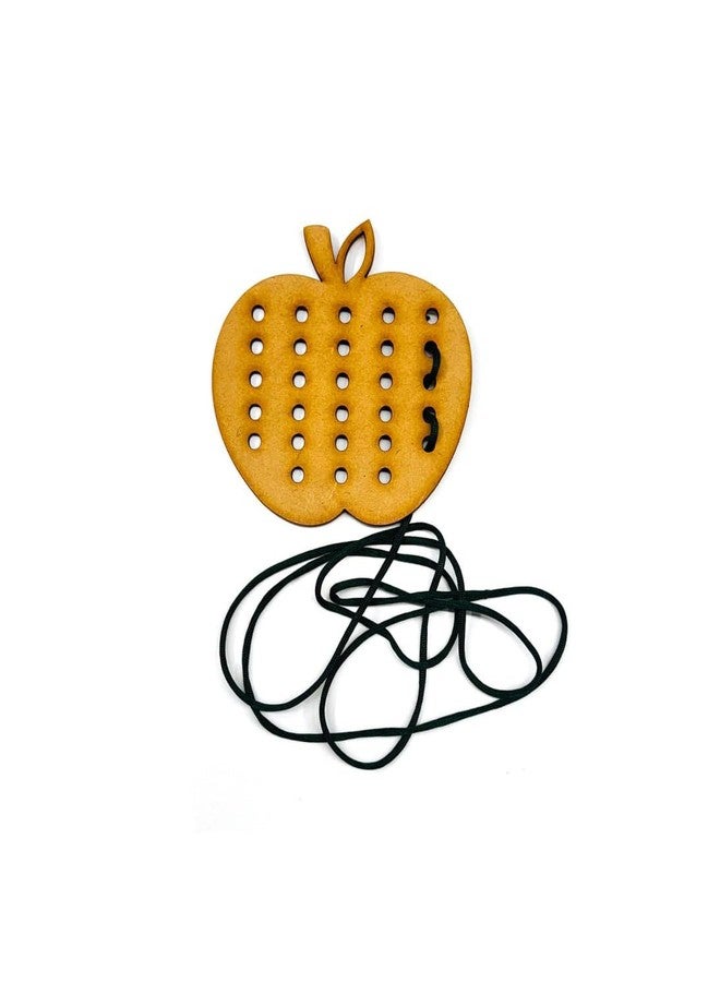 Curious Button Wooden Apple Shape Lacing Lacing Toddlers, Wooden Threading Toys, Educational and Learning Montessori Activity Baby and Kids, Learning Fine Motor Skill Travel Toy, - Image 3