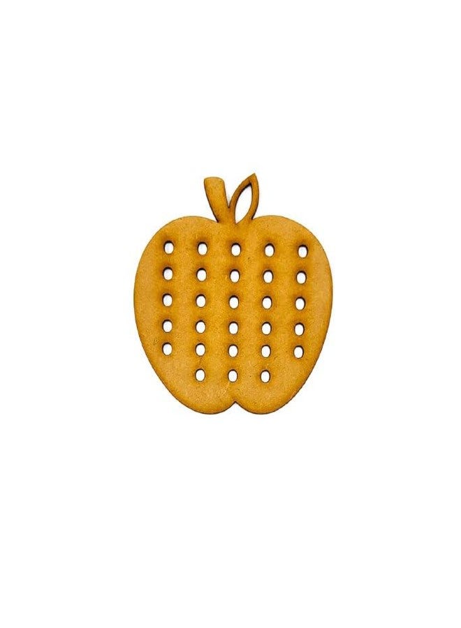 Curious Button Wooden Apple Shape Lacing Lacing Toddlers, Wooden Threading Toys, Educational and Learning Montessori Activity Baby and Kids, Learning Fine Motor Skill Travel Toy, - Image 1