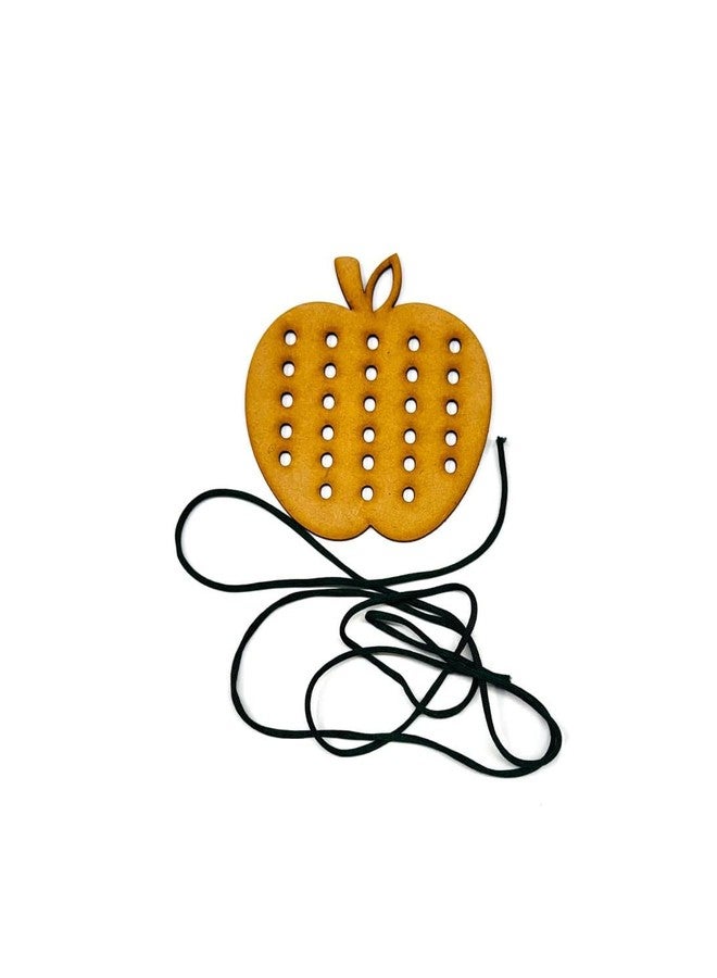 Curious Button Wooden Apple Shape Lacing Lacing Toddlers, Wooden Threading Toys, Educational and Learning Montessori Activity Baby and Kids, Learning Fine Motor Skill Travel Toy, - Image 2