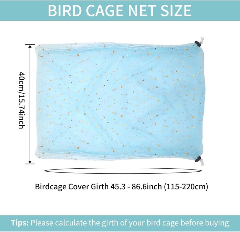 LYMOI Bird Cage Cover, Birdcage Nylon Mesh Net Cover, Bird Cage Seed Catcher, Universal Birdcage Cover, Birdcage Nylon Mesh Net Cover Skirt Guard for Parakeet Macaw African Round Square Cage. (Blue) - Image 2