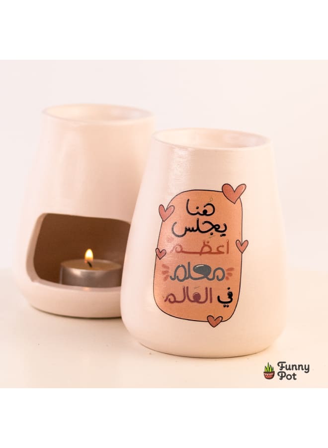 Handmade Pottery Diffuser - off white - 11*10 cm