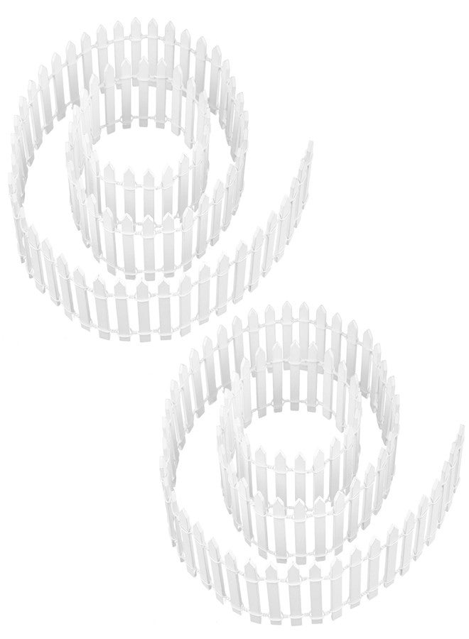 Prsildan Miniature Fairy Garden Fence, 40"(L) x 2"(H) DIY Wood Picket Fence Mini Ornament for Dollhouse (White, 2 Pack) - Image 1