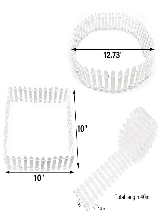 Prsildan Miniature Fairy Garden Fence, 40"(L) x 2"(H) DIY Wood Picket Fence Mini Ornament for Dollhouse (White, 2 Pack) - Image 2