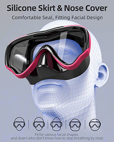 EverSport Swim Goggles Adult with Nose Cover for Women Men No Leak, Anti-Fog Clear Wide View Diving Mask Open Water Pool Swimming Goggles Silicone Shower Goggles Youth Snorkel Junior Nose Goggles - Image 3