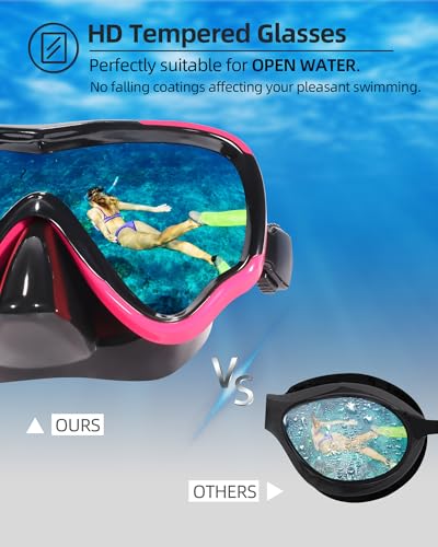 EverSport Swim Goggles Adult with Nose Cover for Women Men No Leak, Anti-Fog Clear Wide View Diving Mask Open Water Pool Swimming Goggles Silicone Shower Goggles Youth Snorkel Junior Nose Goggles - Image 4