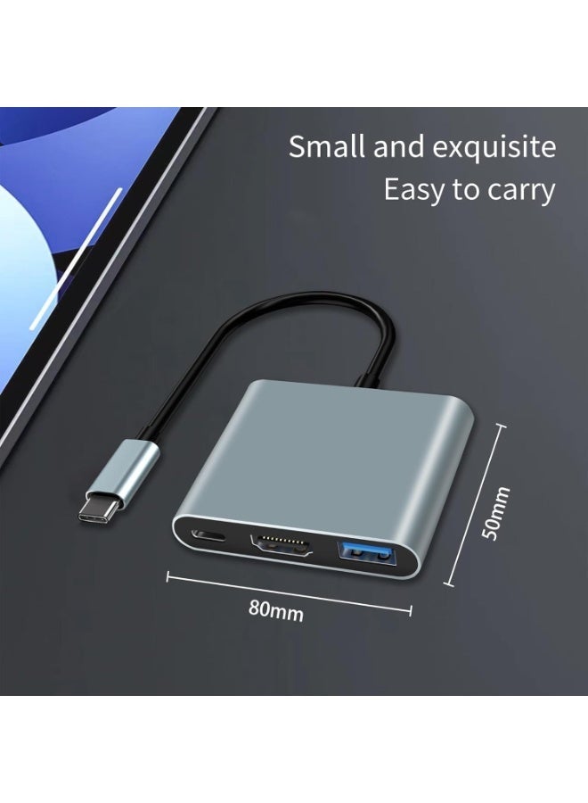 Lemorele 3-In-1 Type C To HDMI, USB C to HDMI Adapter, 3-in-1 HDMI to USB C Hub,3-in-1 USB C Hub Digital AV Multiport Adapter,USB Type C Converter to 4K HDMI,USB 3.0, 100W PD Compatible for MacBook Pro Air iPad Chromebook XPS Acer HP Dell Surface Samsung - Image 2