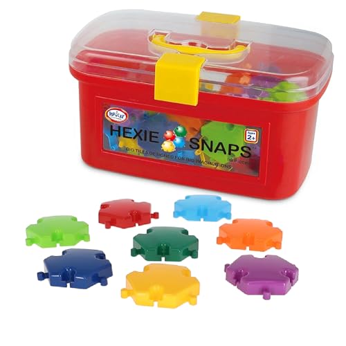 Popular Playthings مجموعة ألعاب البناء هيكسي-سنابس مع 92 قطعة وحافظة حمل، مجموعة تعليمية STEM - Image 1
