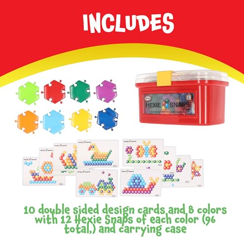 Popular Playthings مجموعة ألعاب البناء هيكسي-سنابس مع 92 قطعة وحافظة حمل، مجموعة تعليمية STEM - Image 4