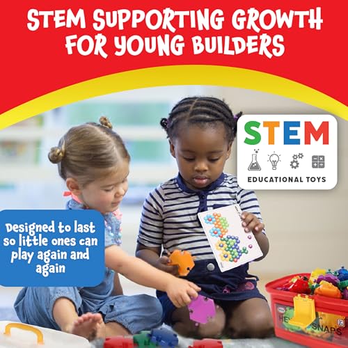 Popular Playthings مجموعة ألعاب البناء هيكسي-سنابس مع 92 قطعة وحافظة حمل، مجموعة تعليمية STEM - Image 5