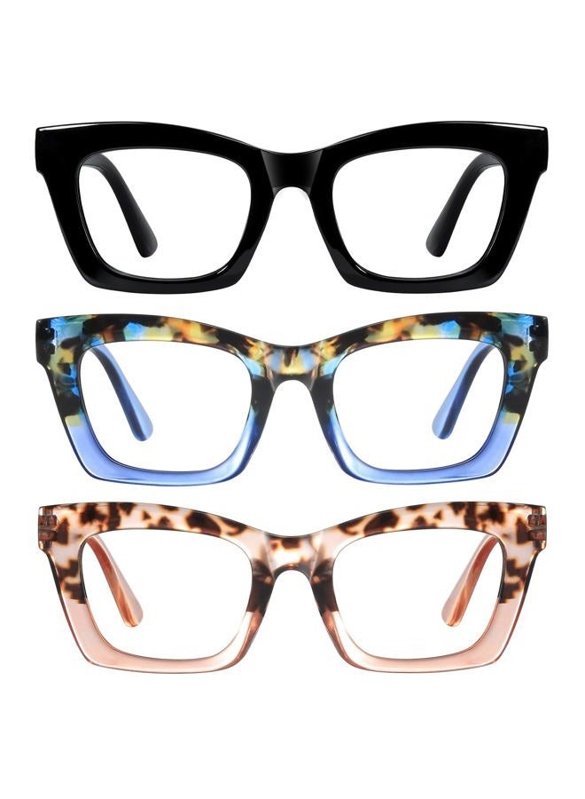 resjok 3Pack Oprah Reading Glasses for Women Men-Blue Light Blocking Fashion Reader with Spring Hinge Computer Square Eyeglasses(Mix1, 3.0x) - Image 1