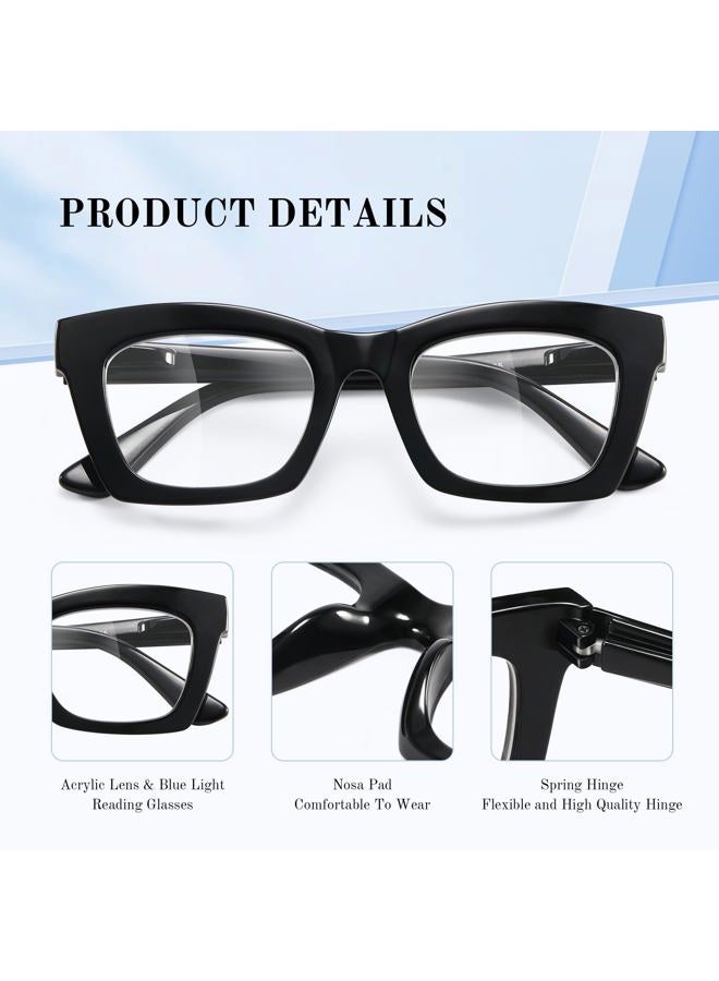 resjok 3Pack Oprah Reading Glasses for Women Men-Blue Light Blocking Fashion Reader with Spring Hinge Computer Square Eyeglasses(Mix1, 3.0x) - Image 3