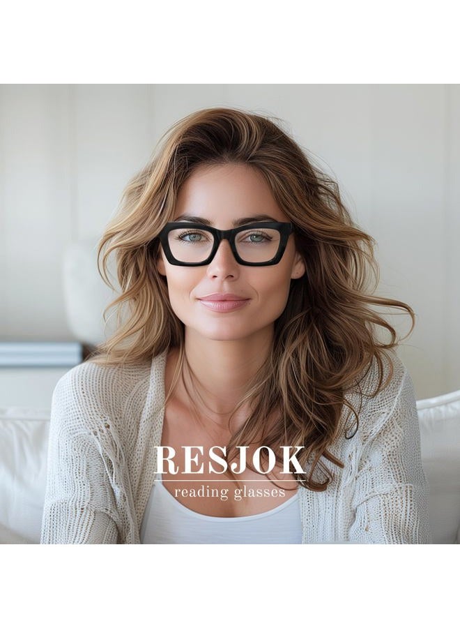 resjok 3Pack Oprah Reading Glasses for Women Men-Blue Light Blocking Fashion Reader with Spring Hinge Computer Square Eyeglasses(Mix1, 3.0x) - Image 2