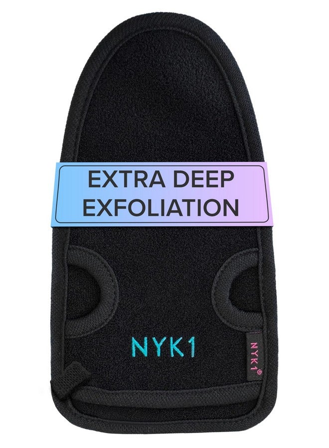 NYK1 Dead Skin Exfoliating Glove Deep Pore Exfoliating Body Scrubber (Black Large) Plant Fibre Exfoliating Gloves For Shower Scrub Away Dirt And Dead Skin Cells To Visibly Smooth And Brighten Your Skin - Image 1