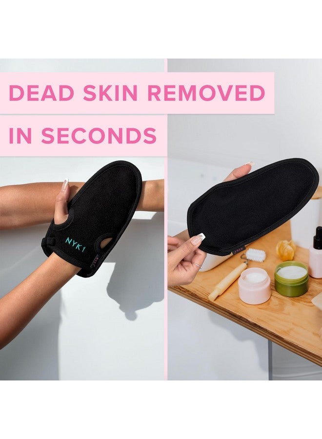 NYK1 Dead Skin Exfoliating Glove Deep Pore Exfoliating Body Scrubber (Black Large) Plant Fibre Exfoliating Gloves For Shower Scrub Away Dirt And Dead Skin Cells To Visibly Smooth And Brighten Your Skin - Image 2