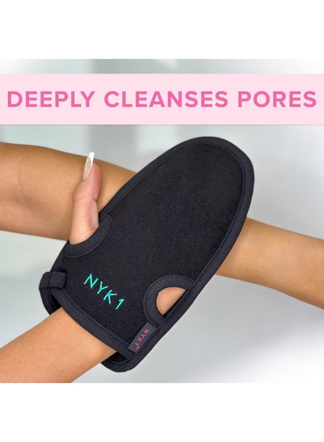 NYK1 Dead Skin Exfoliating Glove Deep Pore Exfoliating Body Scrubber (Black Large) Plant Fibre Exfoliating Gloves For Shower Scrub Away Dirt And Dead Skin Cells To Visibly Smooth And Brighten Your Skin - Image 5