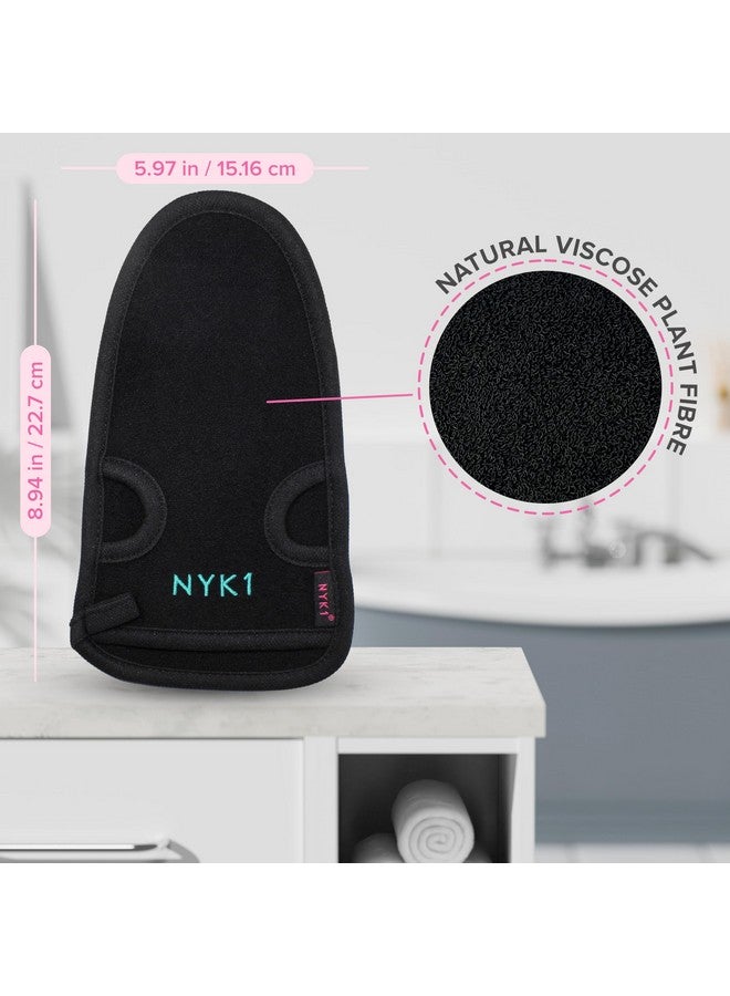 NYK1 Dead Skin Exfoliating Glove Deep Pore Exfoliating Body Scrubber (Black Large) Plant Fibre Exfoliating Gloves For Shower Scrub Away Dirt And Dead Skin Cells To Visibly Smooth And Brighten Your Skin - Image 4