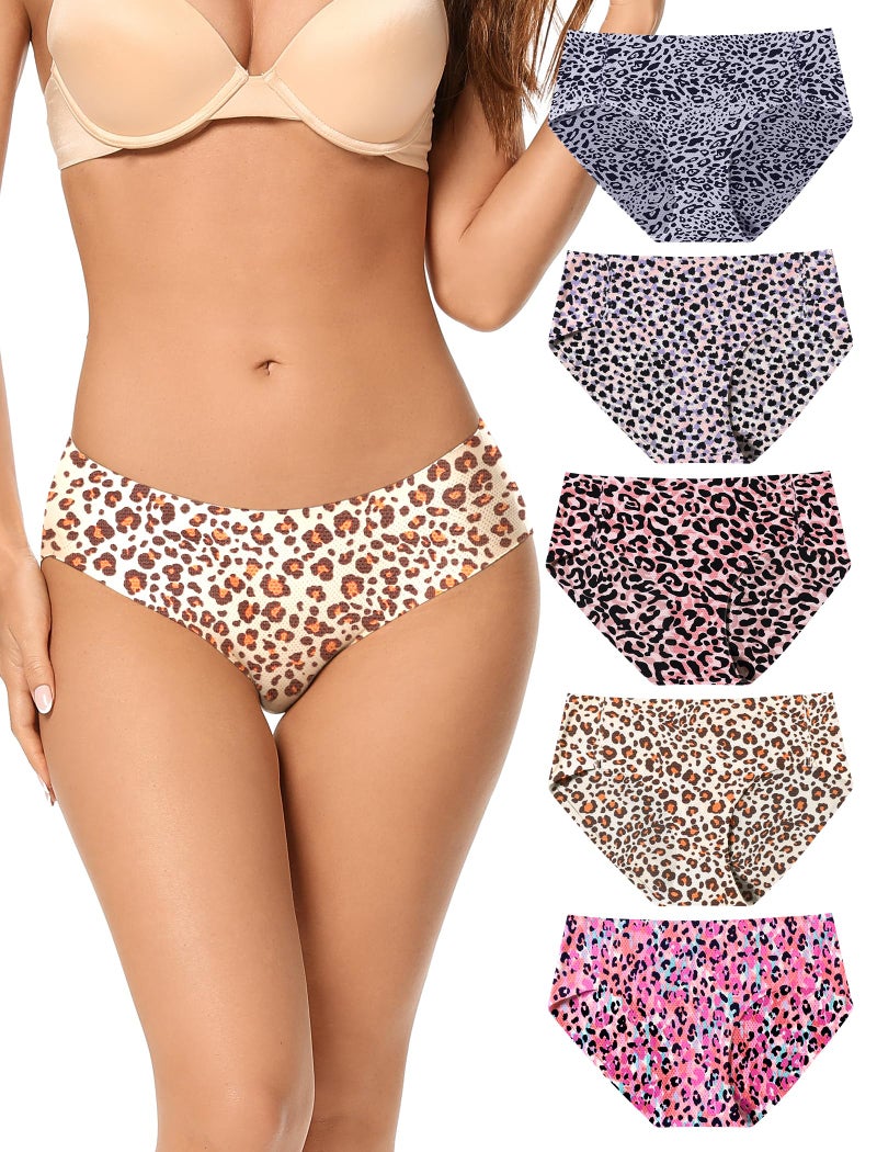 voenxe Women Seamless Hipster Underwear,No Show Ladies Panties Bikini,Full Coverage Breathable Briefs,Comfy,Invisible,5-Pack - Image 1