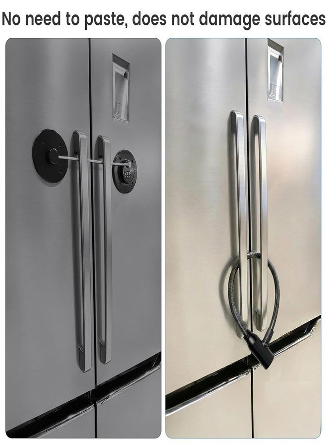 Ayzylpth 23.6'' Locks for Cabinets with Key, 0.31-inch Thick Braided Steel Cable Refrigerator Lock, Zinc Alloy Security Lock for French Door Fridges, Freezers, Cabinets, and Windows - Childproof & Tamper-Proof - Image 3