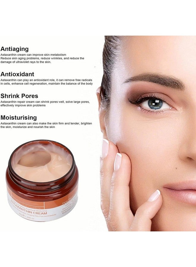 Grospe Astaxanthin Face Cream Anti Aging Moisturizing Quick Absorption Moisturizing Antioxidant Facial Cream Reduce Wrinkles Shrink Pores Skin Care 50G - Image 3