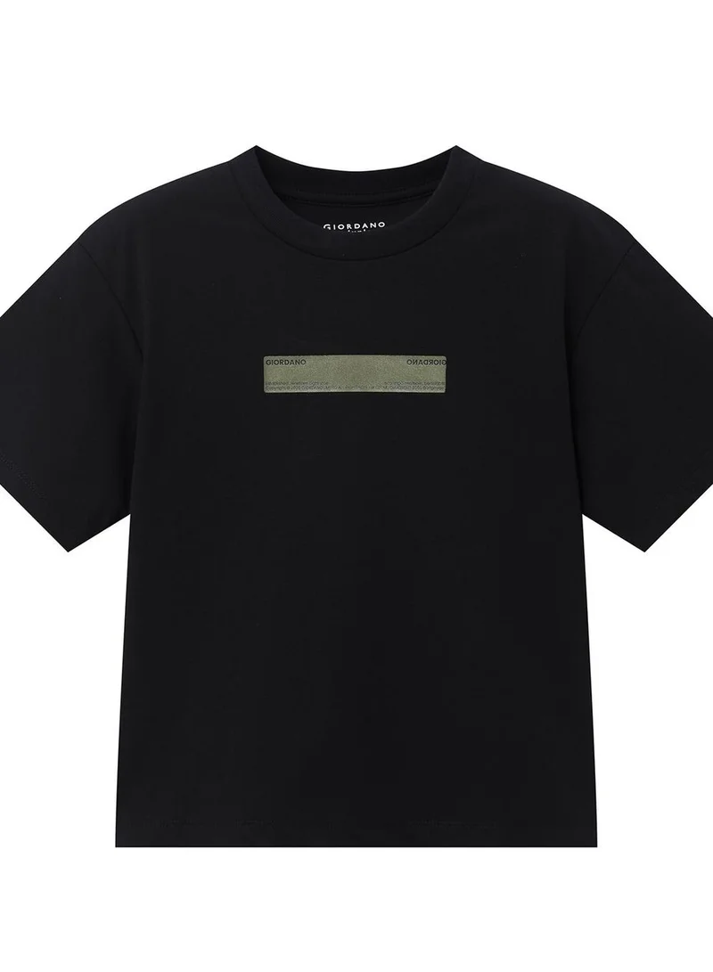 جيوردانو تيشيرت قطني مريح مطبوع بياقة دائرية للأطفال