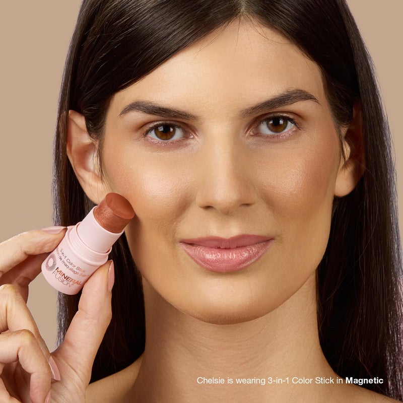 Mineral Fusion 3-in-1 Color Stick, Instant Color Pop and Blush for Cheeks, Creamy Lightweight Formula, Multi-Use Eye, Face, and Lip Makeup, Magnetic - Image 3