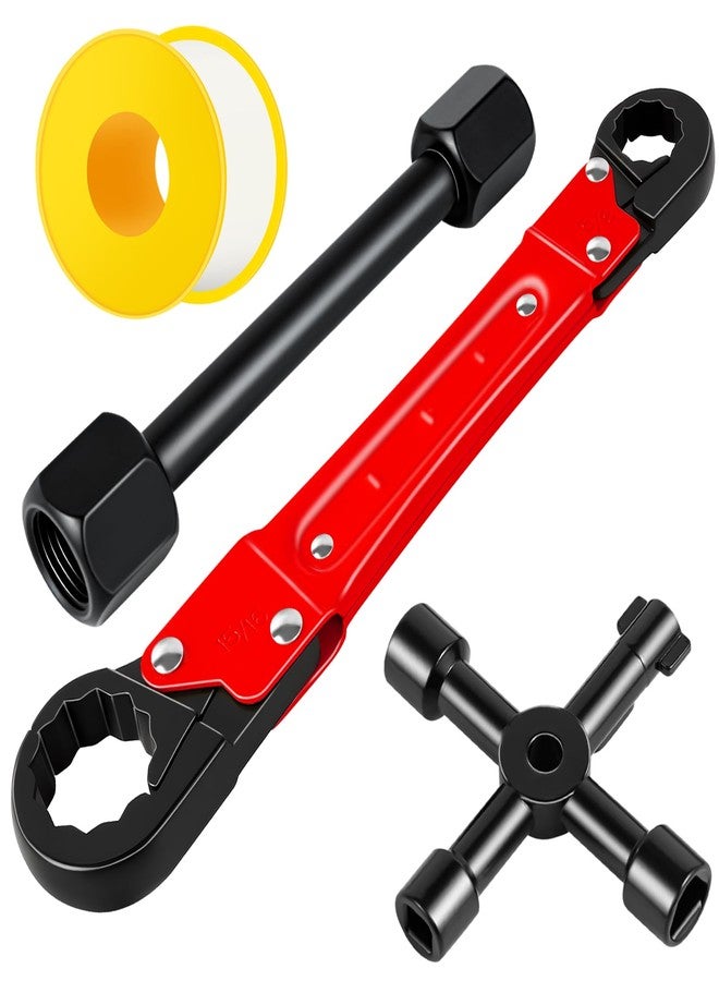 Ponpon Angle Stop Wrench Kit, Plumbing Tools, Angle-on Plumber Wrench for Quick And Hassle-Free Angle Stop And Supply Nut Installations(Red-A) - Image 1