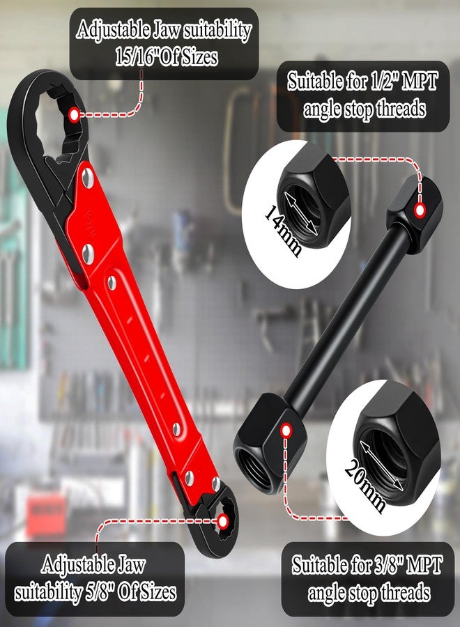 Ponpon Angle Stop Wrench Kit, Plumbing Tools, Angle-on Plumber Wrench for Quick And Hassle-Free Angle Stop And Supply Nut Installations(Red-A) - Image 3