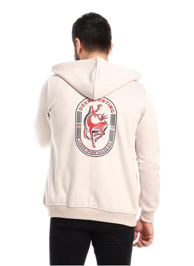 Caesar - Mens Printed  Deer Hoodie With Front Pockets and through zipper - Image 1