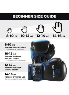 Sanabul  Essential Gel Boxing Gloves for Men & Women – Pro-Tested Kickboxing, MMA, Muay Thai & Heavy Bag Training Gloves – Shock-Absorbing Gel Padding – Black/Metallic Blue  - Image 3