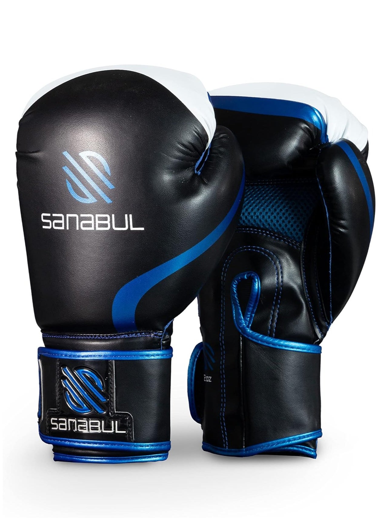 Essential Gel Boxing Gloves | Pro-Tested Kickboxing Gloves for Men and Women | Ideal for Boxing, MMA, Muay Thai, and Heavy Bag Training Black/Metallic Blue 