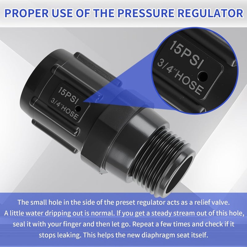 3 قطع منظم ضغط الري بالتنقيط 15 PSI، خيط خرطوم أنثى 3/4 بوصة × خيط خرطوم ذكر 3/4 بوصة، مخفض ضغط الري بالتنقيط، منظم ضغط خرطوم الحديقة - Image 5