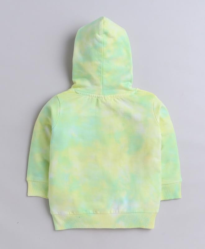 BUMZEE Yellow & Green Boys Full Sleeves Cotton Hooded Zipper Sweatshirt Age - 3-6 Months (Peb9722B-ylw.grn) - Image 2