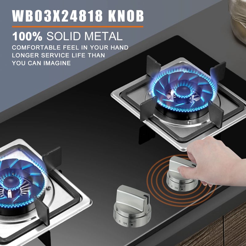 Aremae 5 Pack Stainless Steel WB03x24818 Gas Stove Knob Replacement for ge,PS11729081 AP5989029 Stainless Steel Stove Replacement Knobs,Compatible with ge Stove Knobï¼ˆNot Universalï¼‰ - Image 5