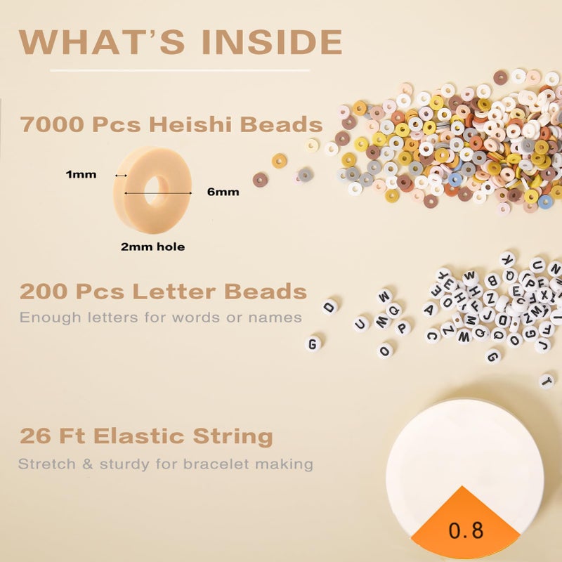 ADIIL 7200pcs Clay Beads Bracelet Making Kit, 10 Colors 6mm Polymer Heishi Beads for Jewelry Making, Friendship Bracelet Kit with Letter Beads Christmas Birthday Gift for Adults Earth Tones - Image 3