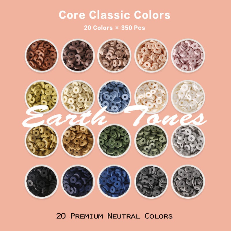 ADIIL 7200pcs Clay Beads Bracelet Making Kit, 10 Colors 6mm Polymer Heishi Beads for Jewelry Making, Friendship Bracelet Kit with Letter Beads Christmas Birthday Gift for Adults Earth Tones - Image 2