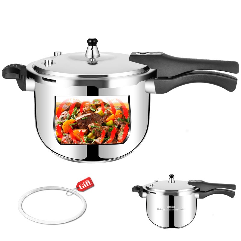 deeluban 4 Quart Stainless Steel Pressure Cooker, Deeluban All Stovetops Induction Compatible Thickened Pressure Cooker with Spring Valve Safeguard Devices for Home and Commercial Use - Image 1
