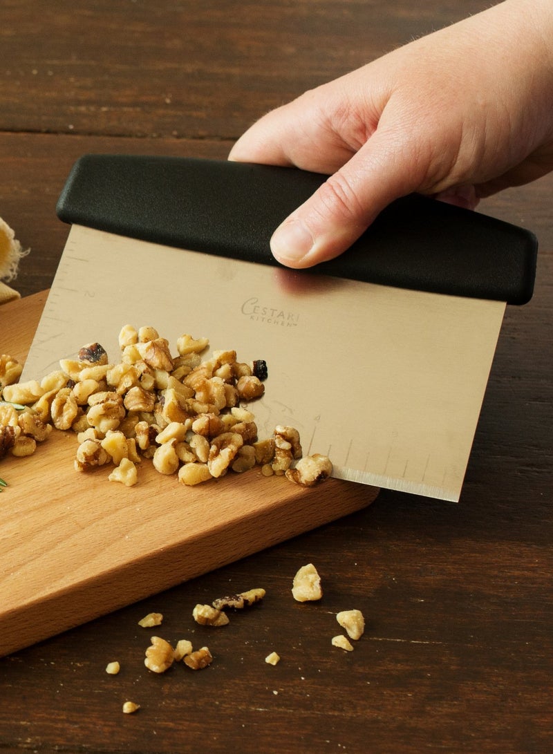 Cestari Dough Scraper Bench Knife: Professional Quality Heavy Duty Stainless Steel Bench Scraper, Chopper, Cutter - Perfect for Pastry, Nuts, Herbs, Chocolate, Pizza Dough, Soap, Bread Baking - Image 5