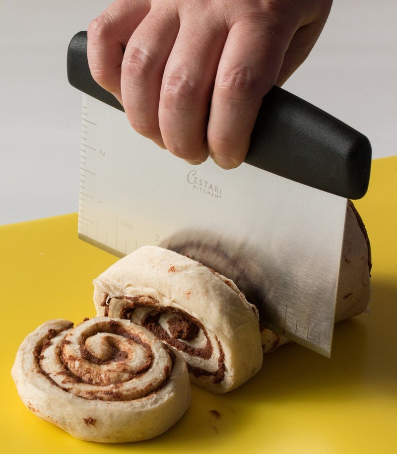 Cestari Dough Scraper Bench Knife: Professional Quality Heavy Duty Stainless Steel Bench Scraper, Chopper, Cutter - Perfect for Pastry, Nuts, Herbs, Chocolate, Pizza Dough, Soap, Bread Baking - Image 3