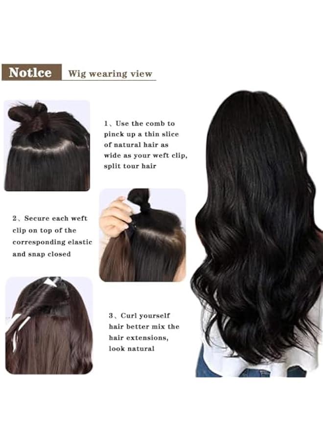 Beauenty Clip in Hair Extensions 22 Inche Hairpieces 7 Pieces/set Clip On Hair Extension Heat Resistant Synthetic Fiber for Women Daily Use Hair Make Clip Hair Extensions (Natural Black) - Image 4
