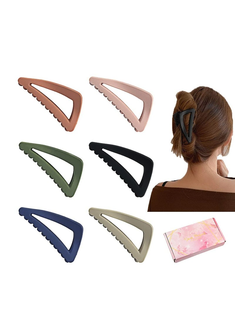 Oasisgalore Medium Hair Clips for Women, Girls - Strong Hold Matte Jaw Clips, Banana & Triangle Styles, Gift Box Incl. (Pastel Colors)  - Image 1