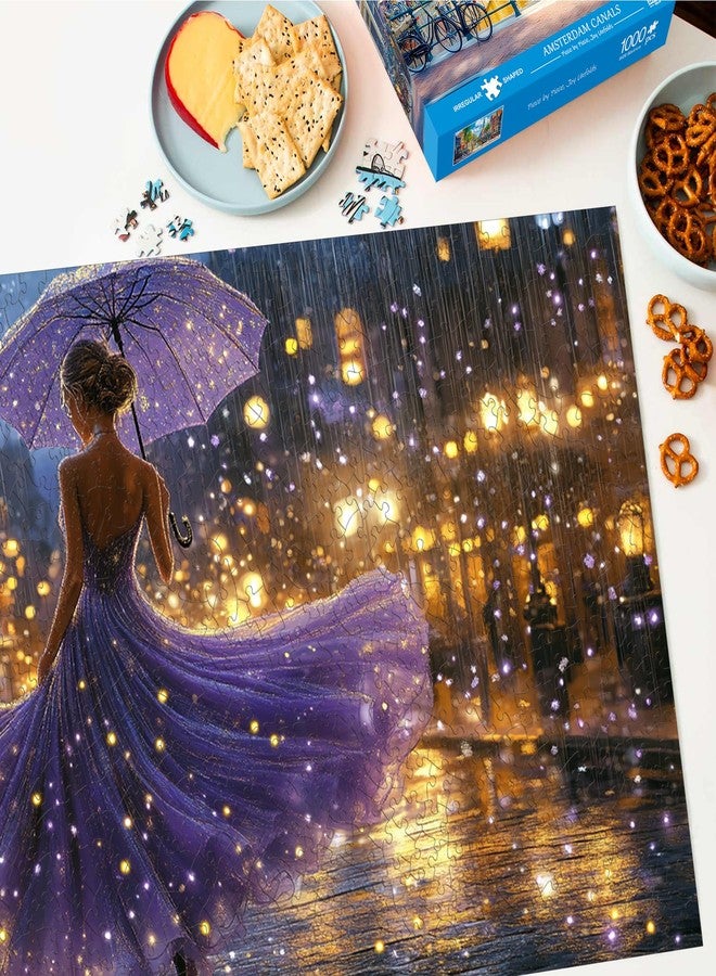 Bimkole Violet Night Puzzles for Adults 1000 Pieces, Woman Paper Jigsaw Puzzle 1000 Pieces - Fun and Challenging Family Decoration Puzzle Great Gift Idea, Finished Size is 31.5 x 16.14 in - Image 5