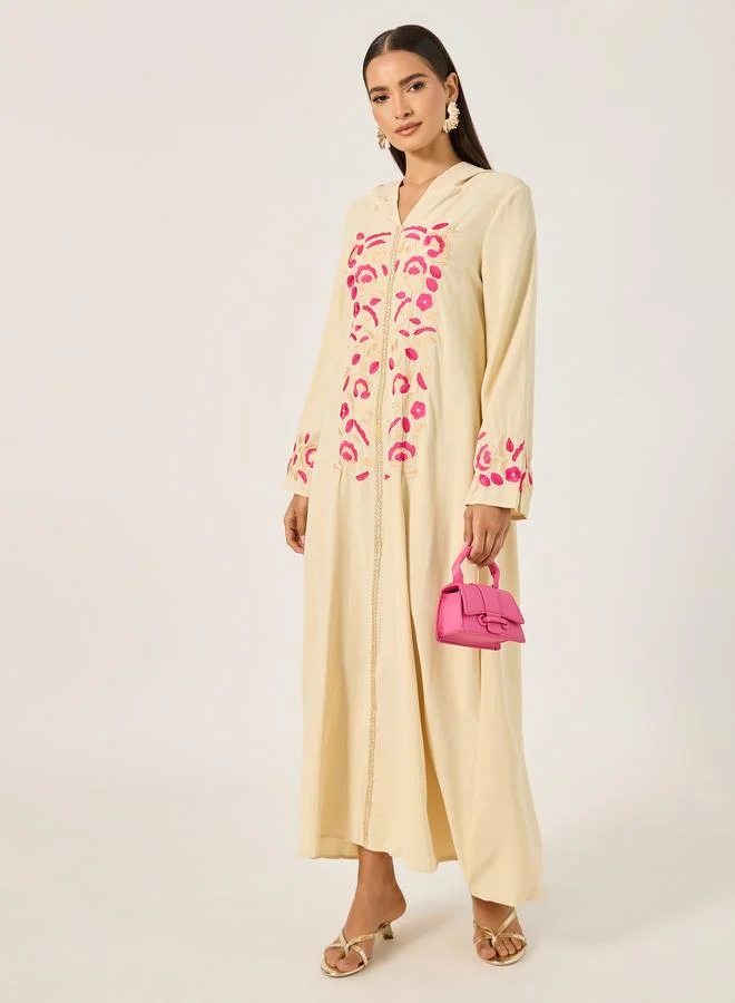 تايك تو Floral Embroidered Maxi Jalabiya