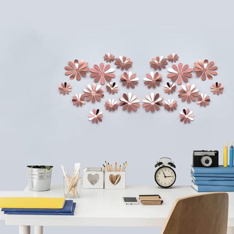 woobles 12 PCS Metallic 3D Sunflower Wall Sticker for Bedroom Living Room 3D Wall Decals Sunflower Housewarming Gift - Image 3