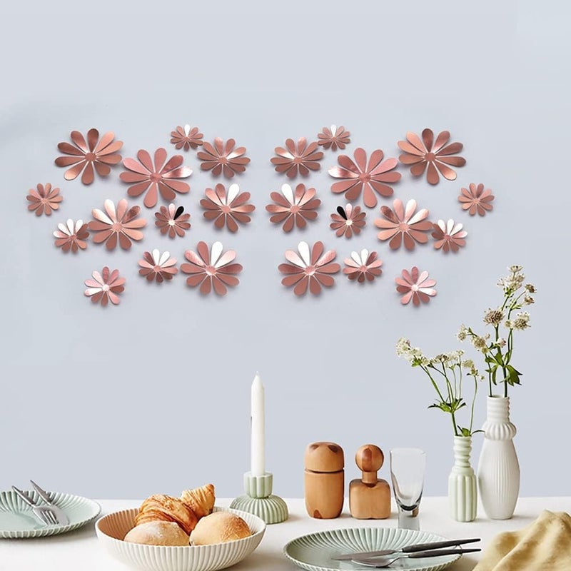 woobles 12 PCS Metallic 3D Sunflower Wall Sticker for Bedroom Living Room 3D Wall Decals Sunflower Housewarming Gift - Image 5