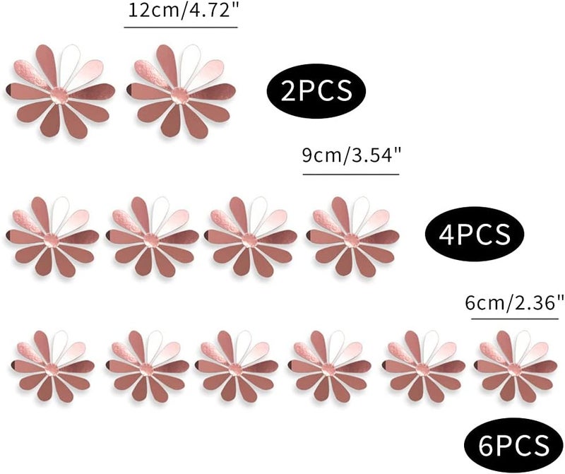 woobles 12 PCS Metallic 3D Sunflower Wall Sticker for Bedroom Living Room 3D Wall Decals Sunflower Housewarming Gift - Image 2