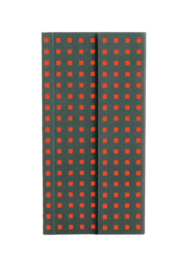 Paper-Oh Quadro Grey on Orange B6.5 Lined Wrap Closure 112 Pages 100gsm Notebook - Image 1