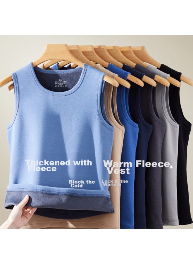 Yuzhaolin Men's Thermal Vest, New Style, Antibacterial, Cotton-lined, Thickened, Inner Wear, Base Layer, Heat-generating, Sleeveless Vest, Autumn And Winter Season - Image 1