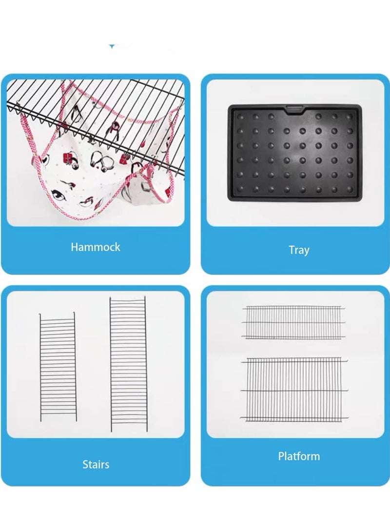 ليموس قفص لعب للحيوانات الأليفة للكلاب والقطط قفص داخلي كبير مع عجلات أرجوحة وصينية قابلة للإزالة - Image 4